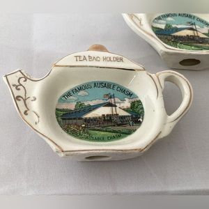 Teapot Shaped Tea Bag Holder Set The Famous Ausable Chasm Made In Japan